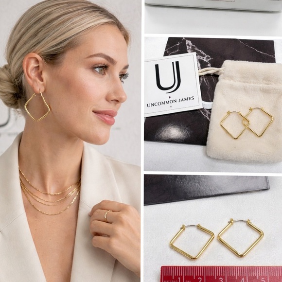 Uncommon James Jewelry - Uncommon James Polished Gold Square Hoop Earrings